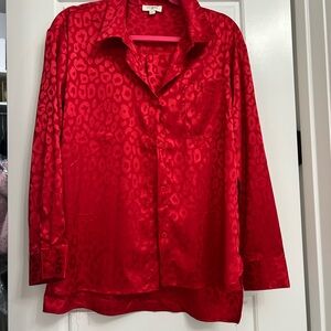 Umgee red satin blouse
